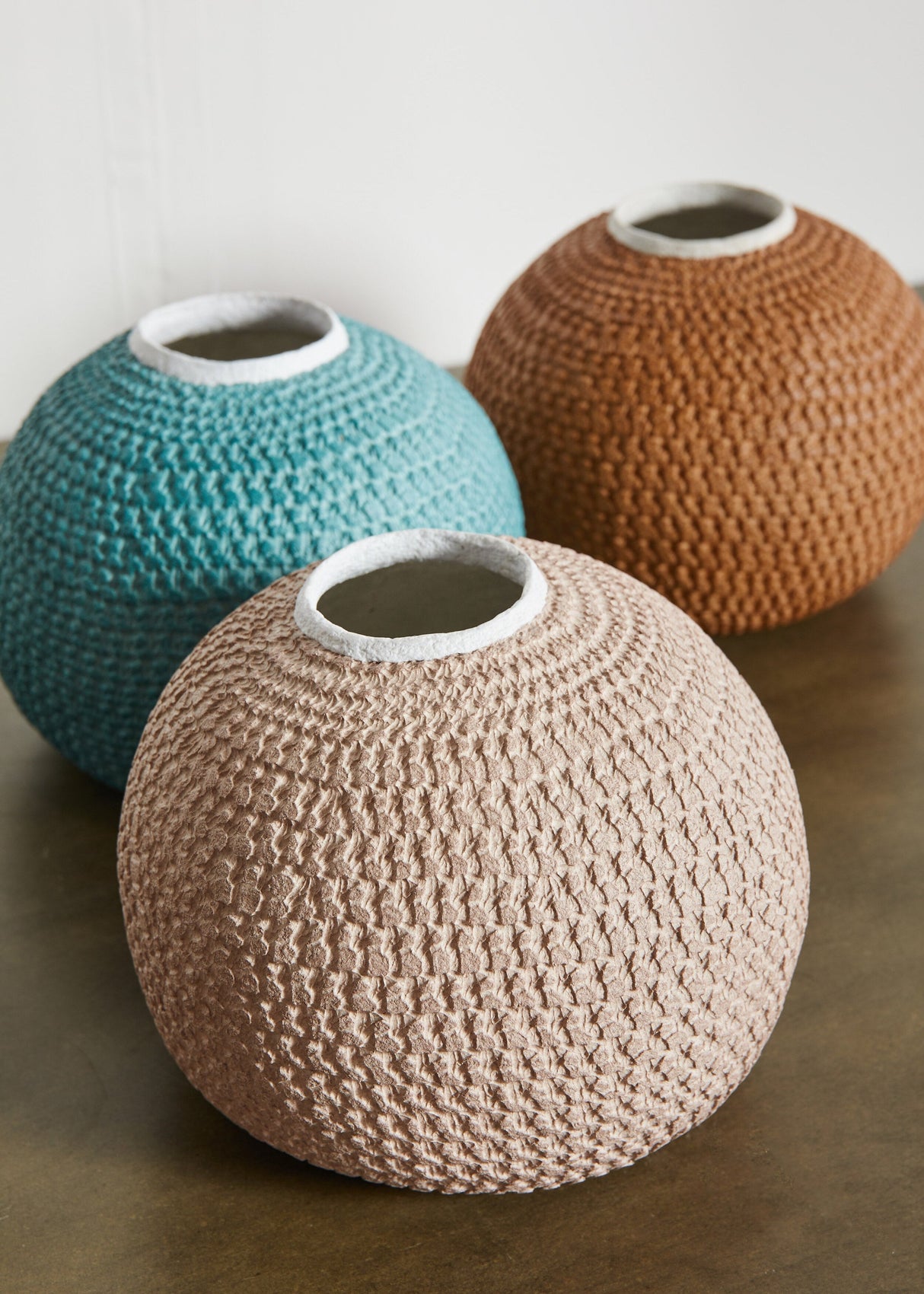 African Bibi Papier Vase in Pink, Rust, and Blue-Décor-Parc Decor