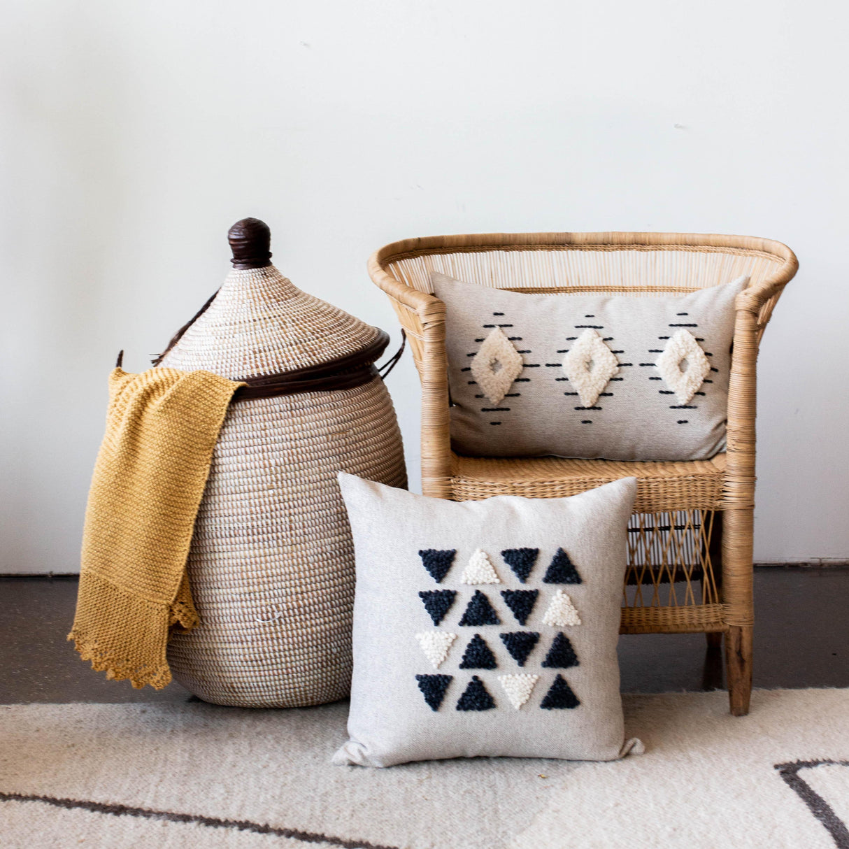 AfriScandi Harvest Wool + Cotton Throw Pillow-Pillows-Parc Decor