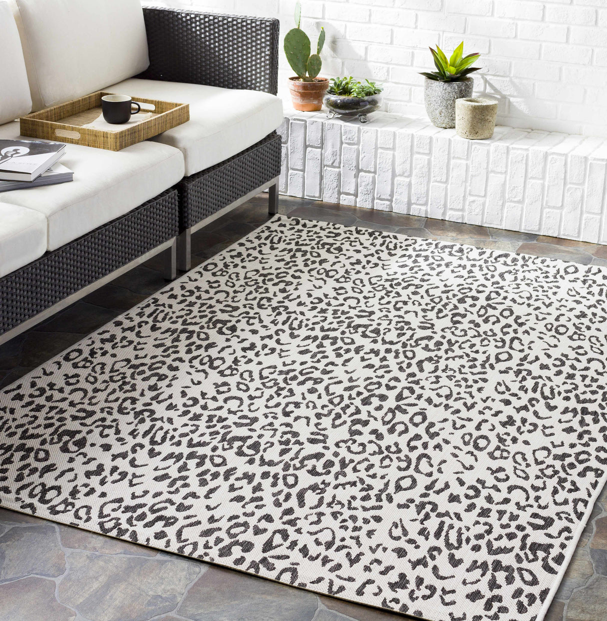 Alderbury White Leopard Print Rug-Rugs-Parc Decor