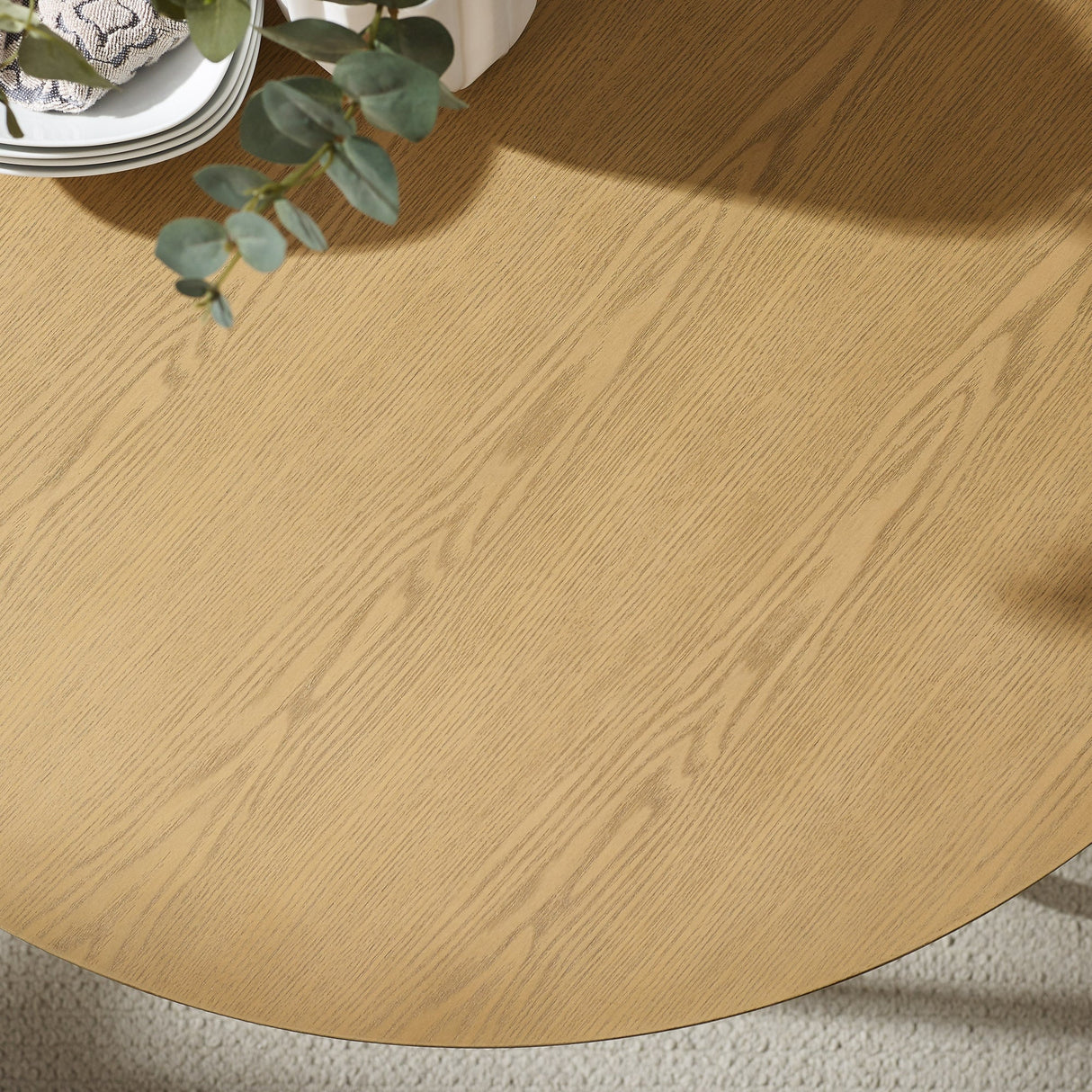 Alex 40" Modern Veneer and Metal Round Dining Table-Dining / Kitchen-Parc Decor