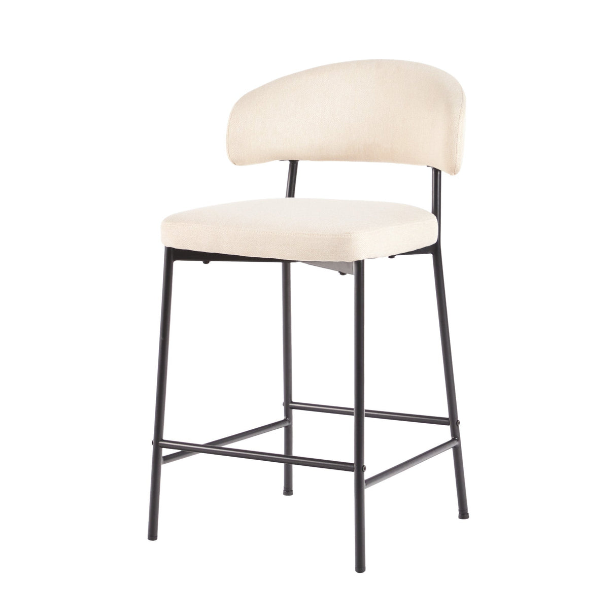 Alexis Modern Upholstered Curved Bar Stool, Set of 2-Dining / Kitchen-Parc Decor
