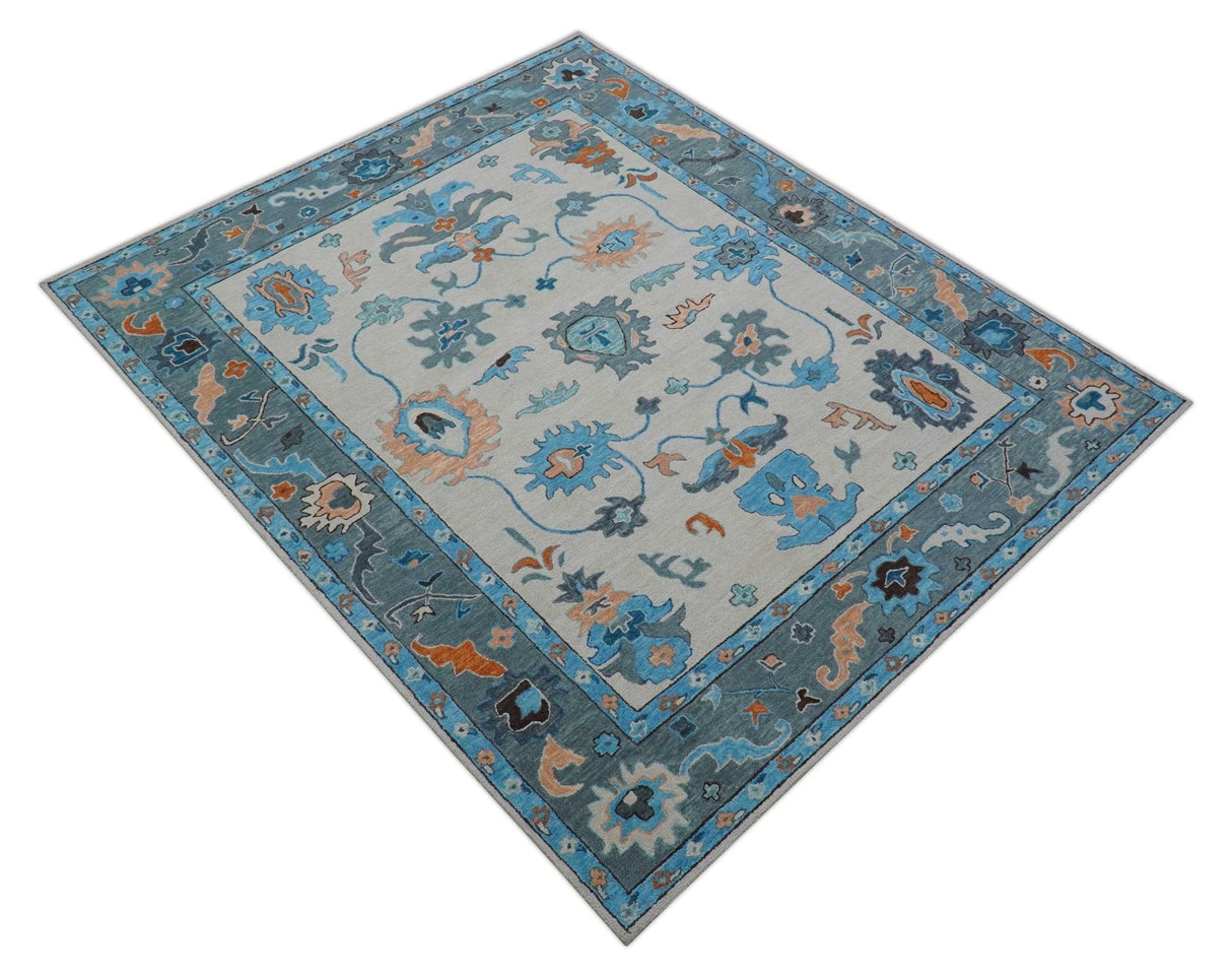 Allure Custom Made Traditional Design Peach And Blue Hand Tufted Wool Rug