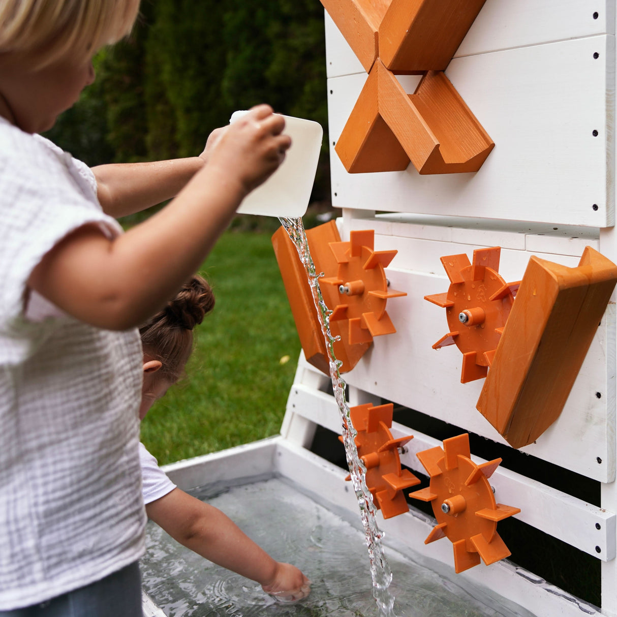 Aloe Wooden Outdoor Playhouse – Slide, Water Wheel Station & Steering Wheel for Toddlers