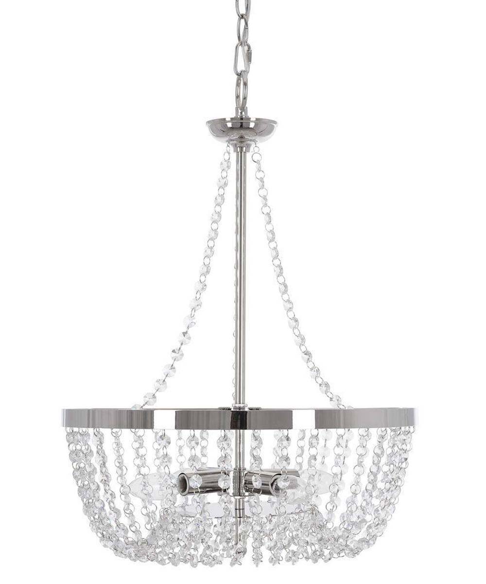 Alsy 16"W 4-Lights Bling Polished Nickel Pendant with Crystal Glass Beads