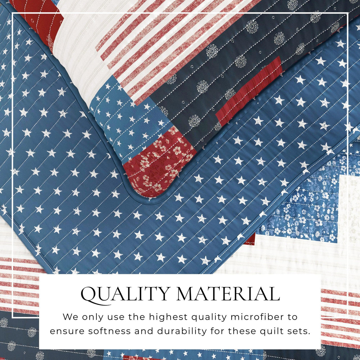 Americana Patchwork Quilt Set - Lowel Collection-Quilts & Comforters-Parc Decor