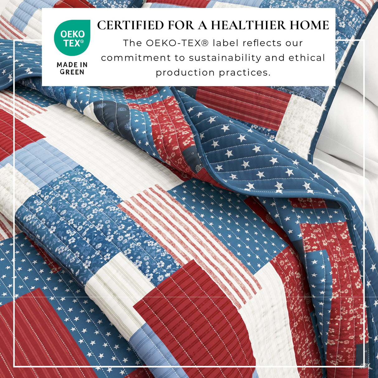 Americana Patchwork Quilt Set - Lowel Collection-Quilts & Comforters-Parc Decor