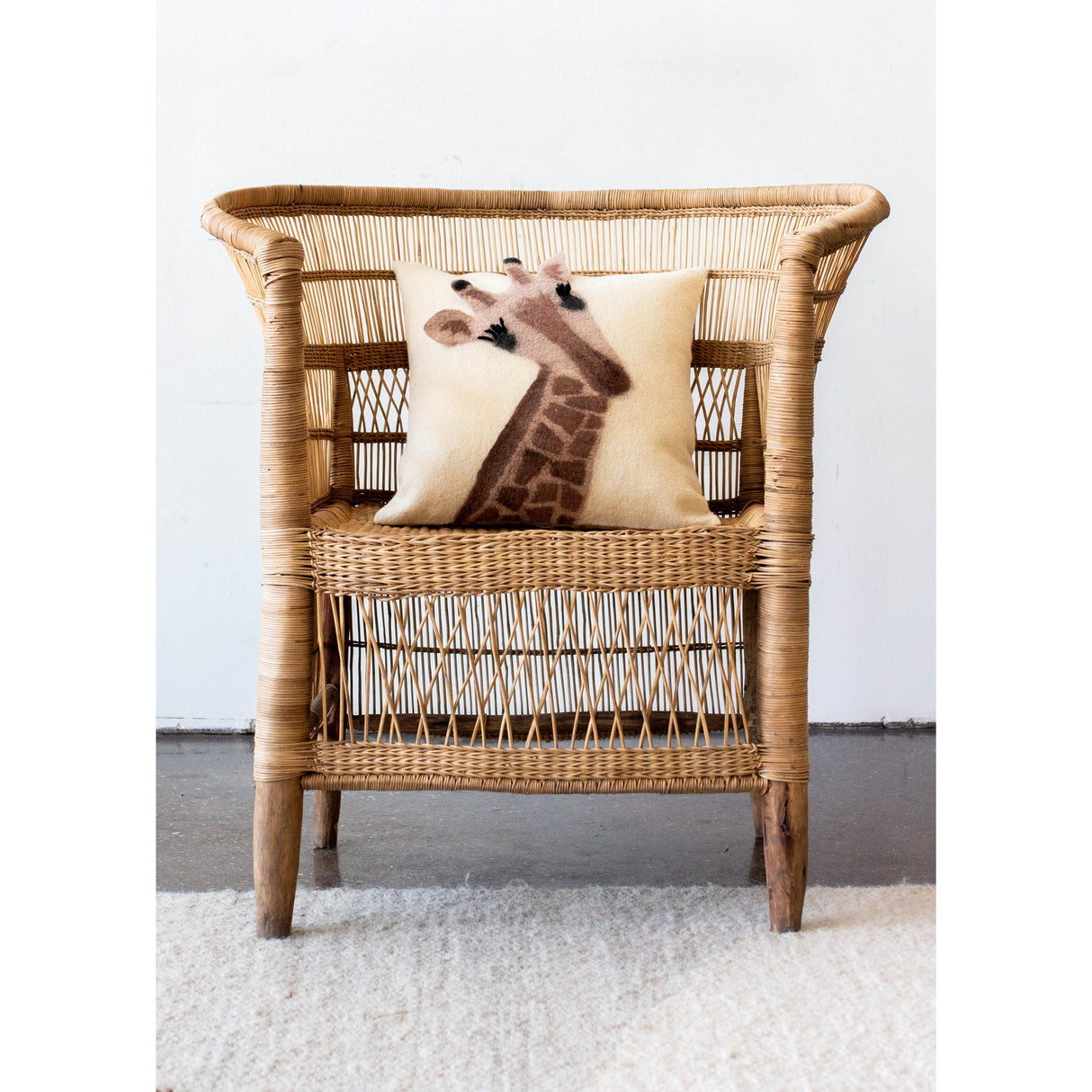 Animal Jungle Giraffe Wool Throw Pillow