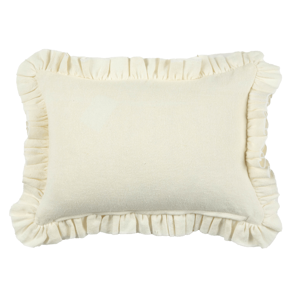 Anita Linen Solid Throw Pillow Cover, Cream Ruffled-Solid Pillows-Parc Decor