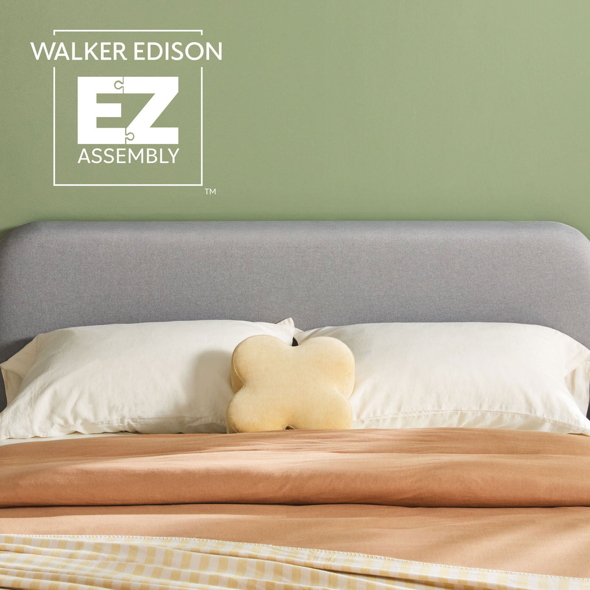 Annette Contemporary Upholstered Headboard Curved Wood Bed Frame-Bedroom-Parc Decor