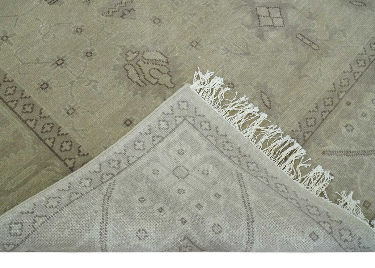 Antique 8x10 Hand Knotted Beige Traditional Vintage Persian Oushak Wool Rug | AC21810
