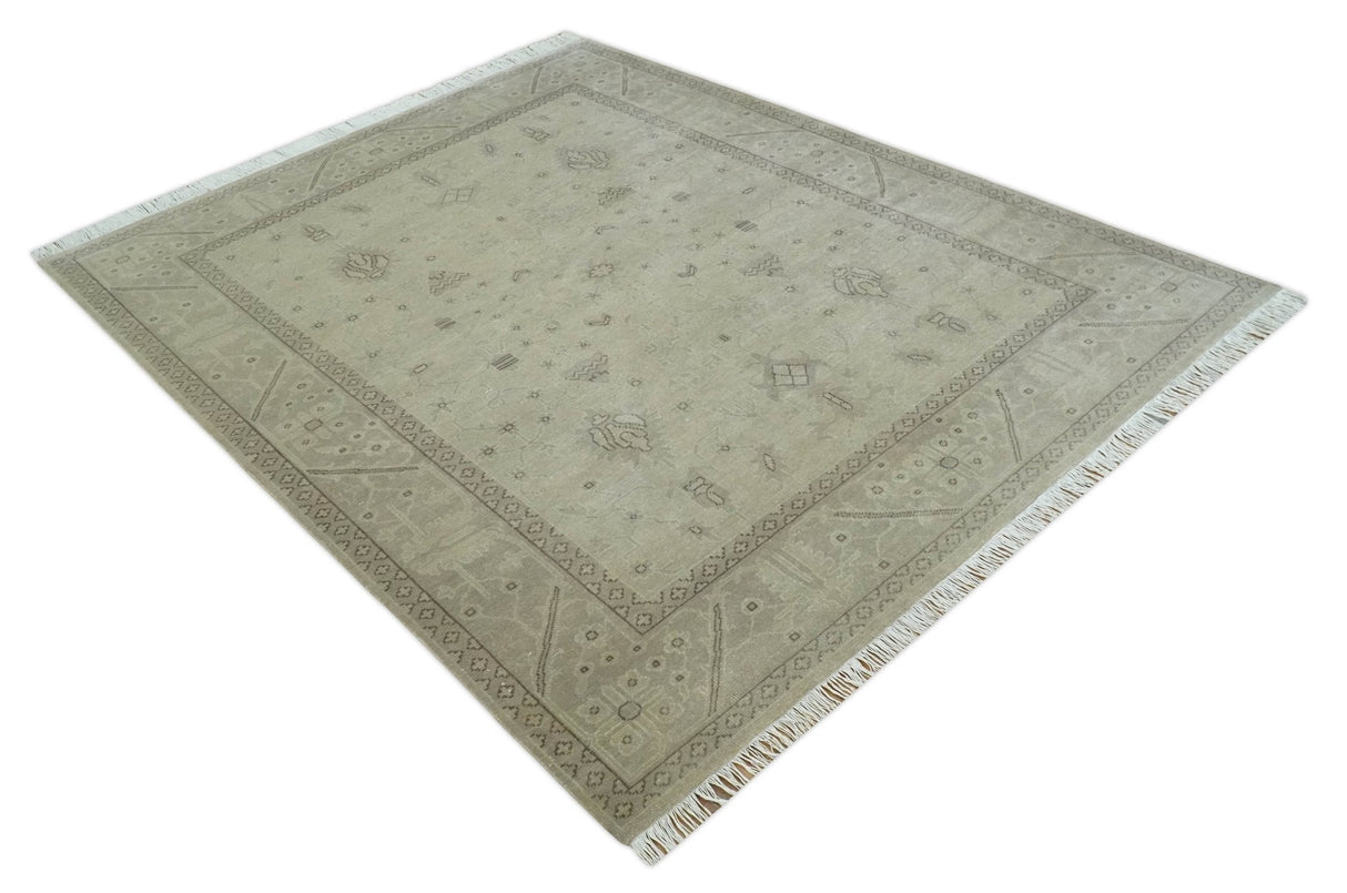 Antique 8x10 Hand Knotted Beige Traditional Vintage Persian Wool Rug