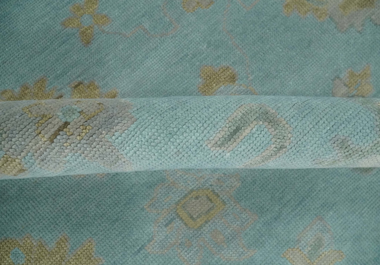 Antique Blue And Charcoal Hand knotted Traditional Oushak Wool Area Rug