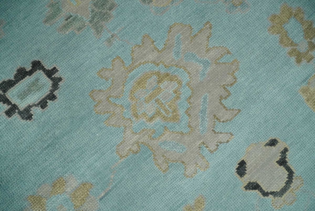Antique Blue And Charcoal Hand knotted Traditional Oushak Wool Area Rug