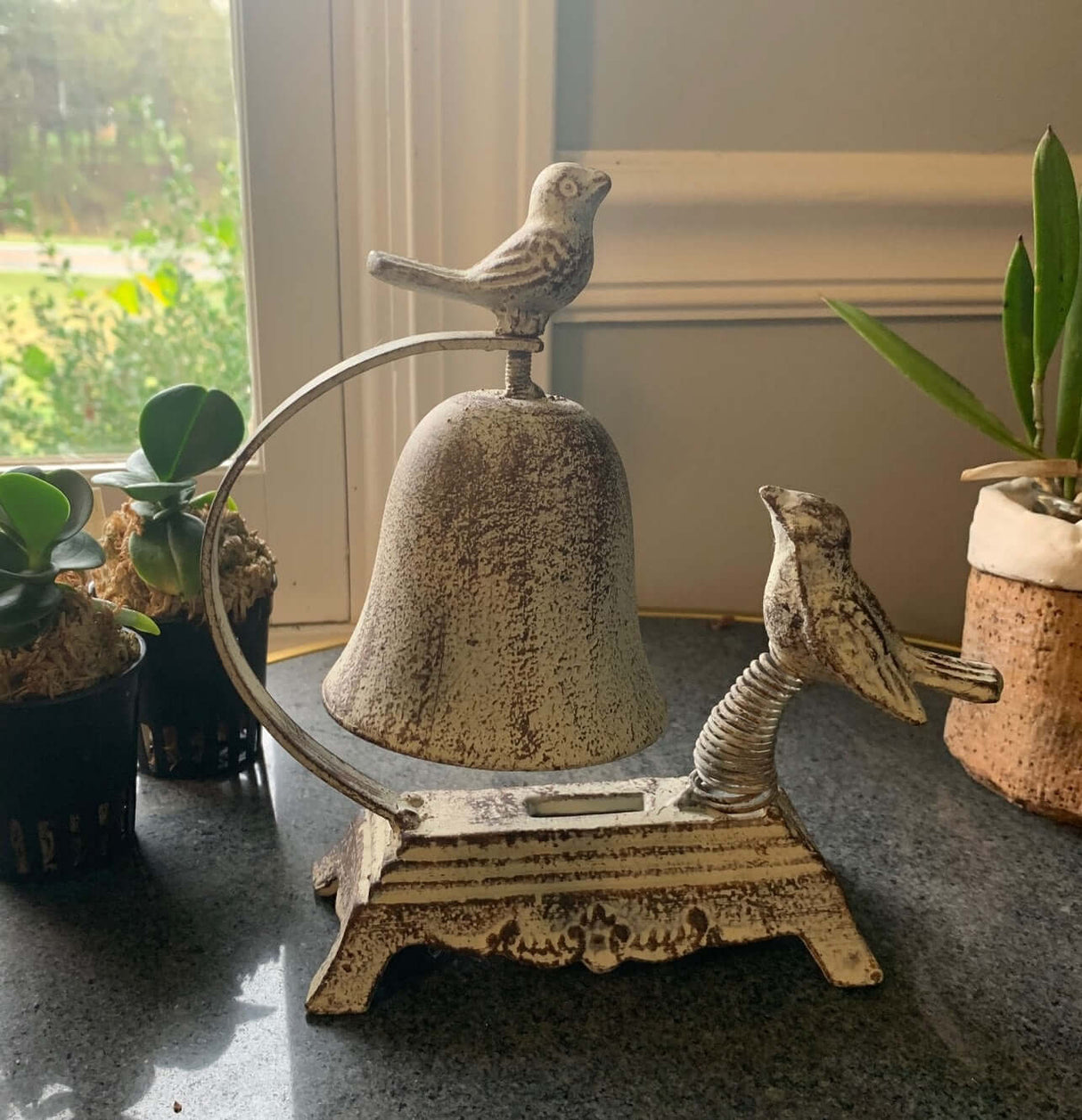 Antique Cast Iron Bird Counter Bell-Bell-Parc Decor