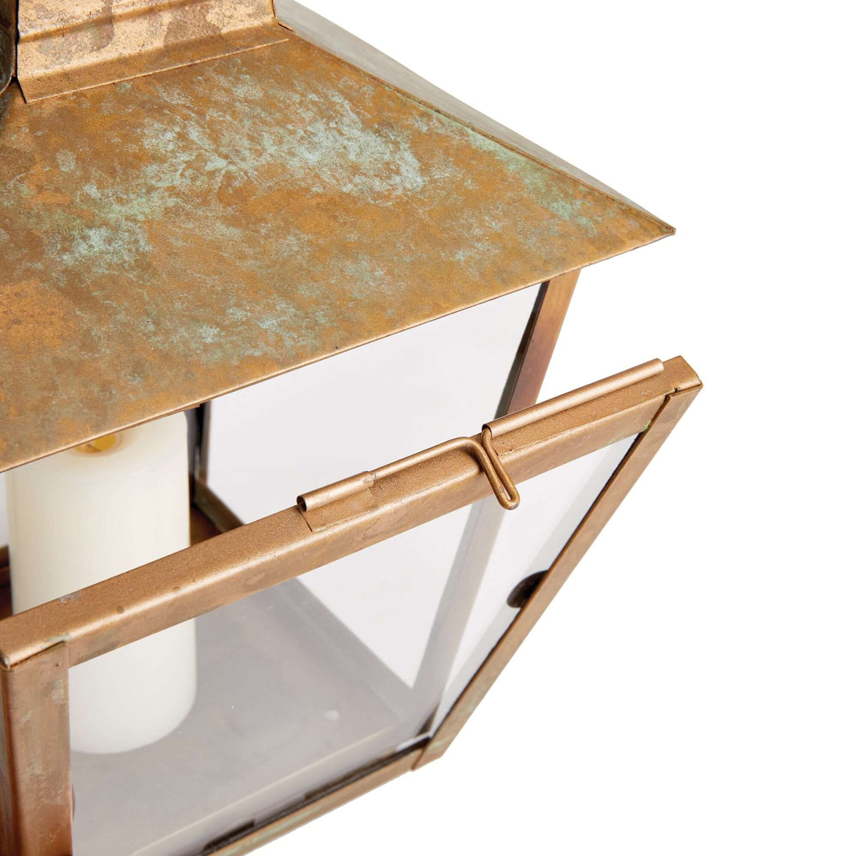 Antique Copper Pagoda Lantern with Weathered Patina-Lantern-Parc Decor