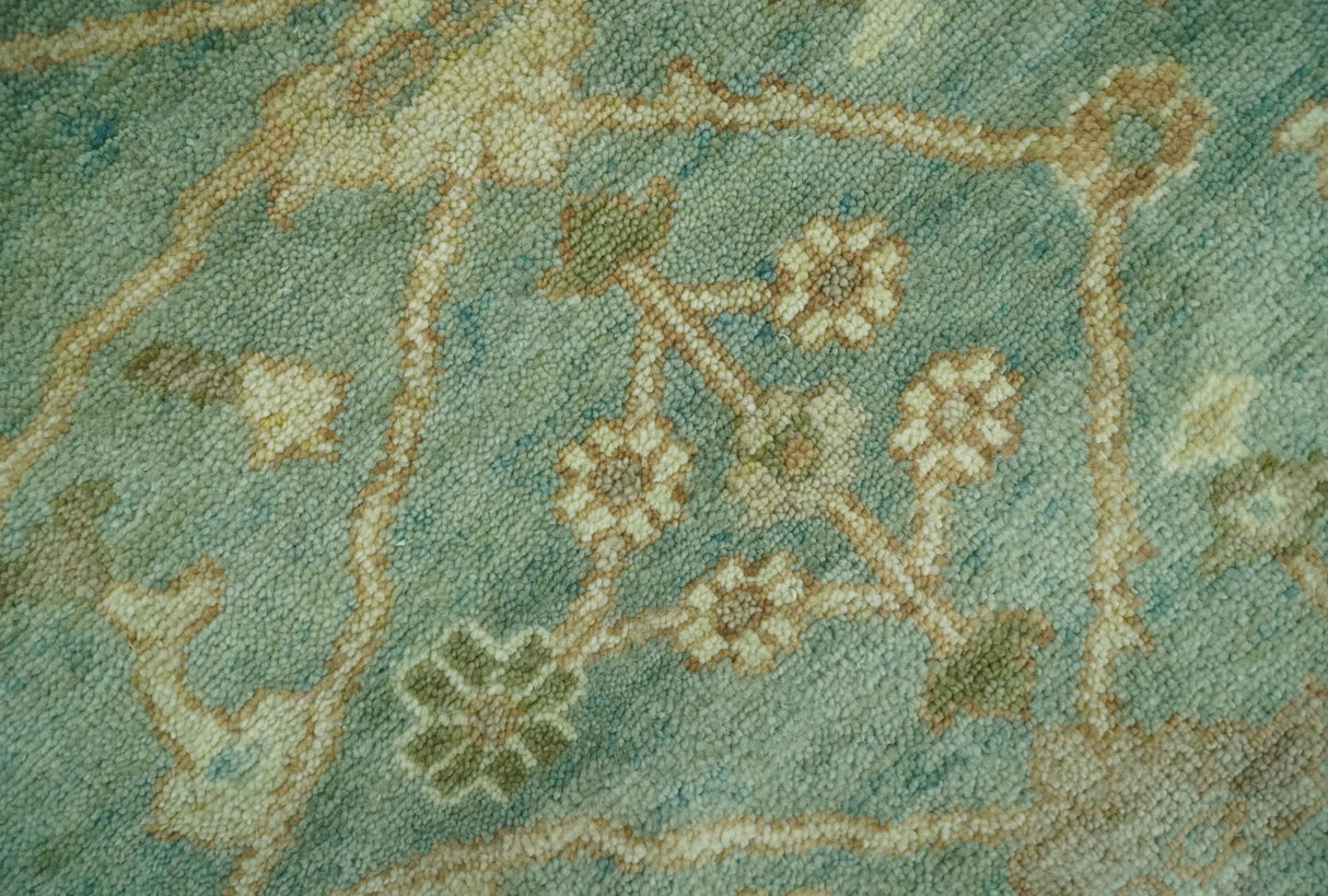 Antique design Green and Beige Traditional Oriental Oushak Custom Made wool area rug