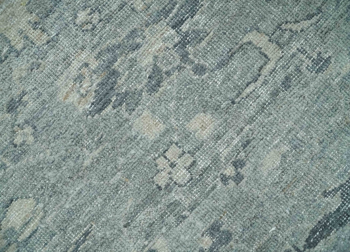 Antique Distressed Look Gray and Silver Low Pile Multi Size Oushak wool Area Rug