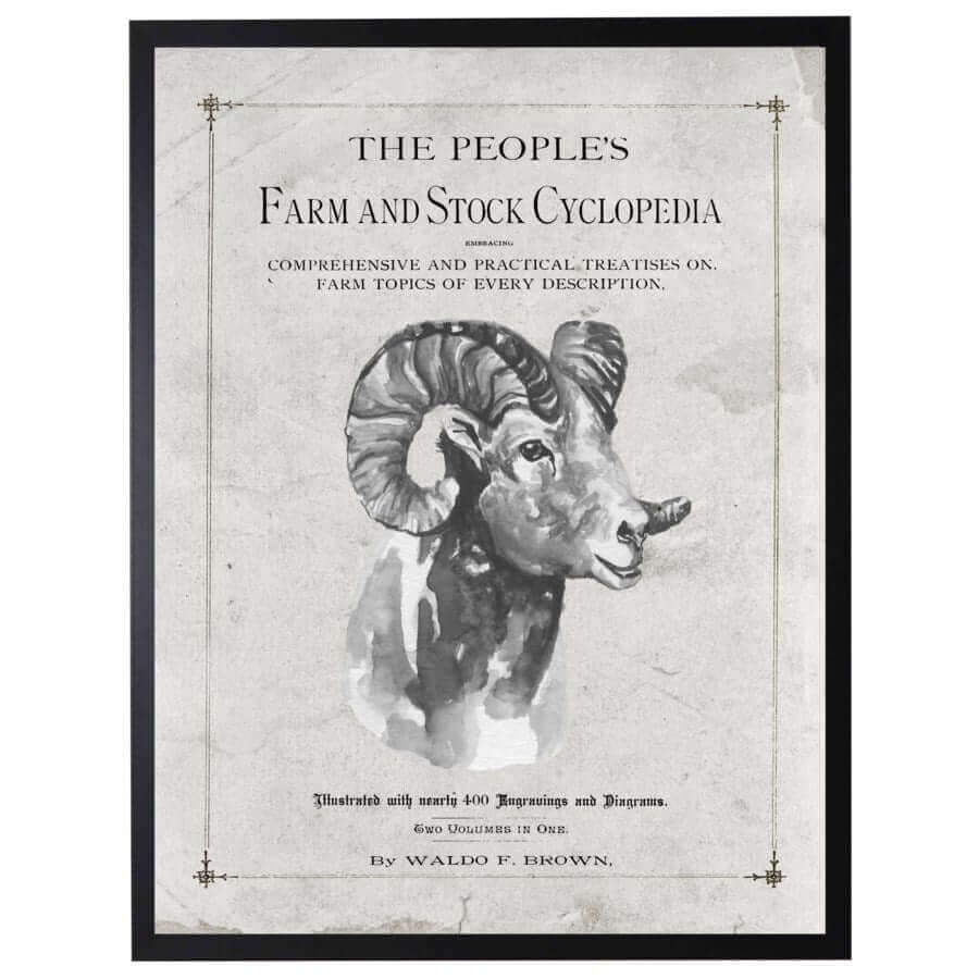 Antique Farmhouse Ram Artwork inspired by "The People's Farm And Stock Cyclopedia"-Art-Parc Decor