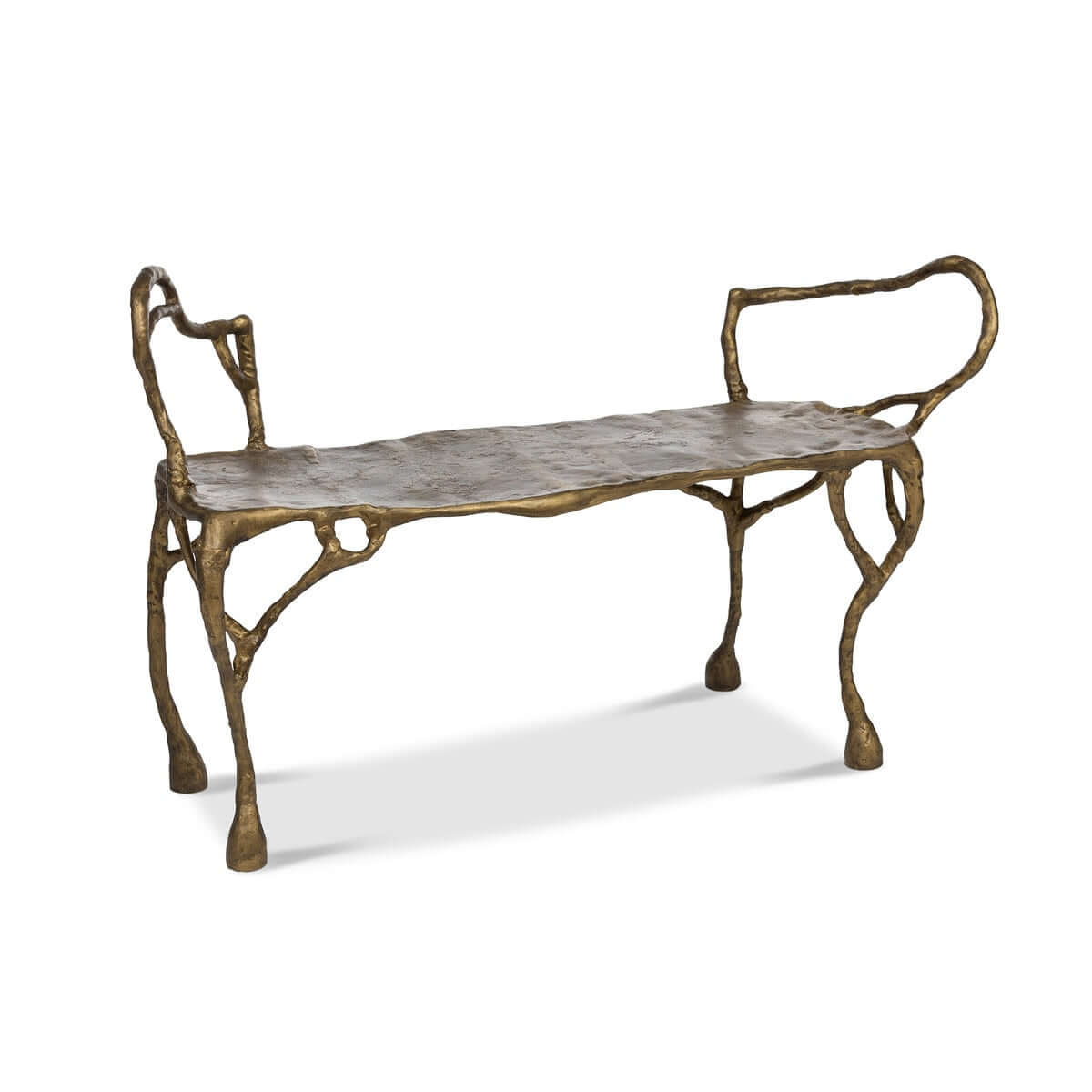 Antique Gold Organic Branch Bench-Bench-Parc Decor