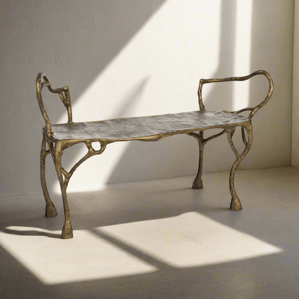 Antique Gold Organic Branch Bench-Bench-Parc Decor