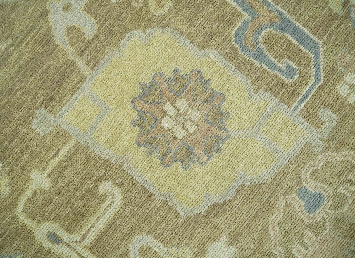 Antique Gray and Beige Hand Knotted Traditional Oushak Wool Rug