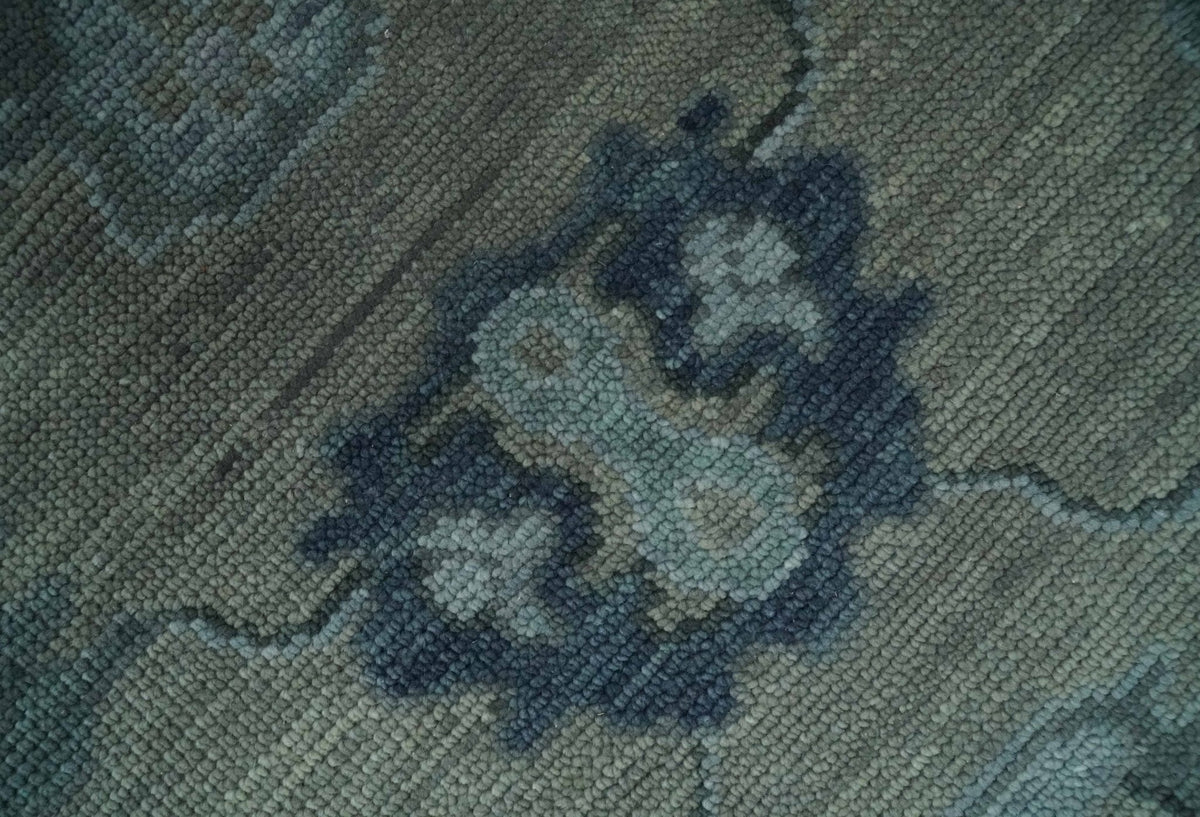 Antique Hand Knotted Beige, Charcoal and Silver Traditional Oushak wool Area Rug
