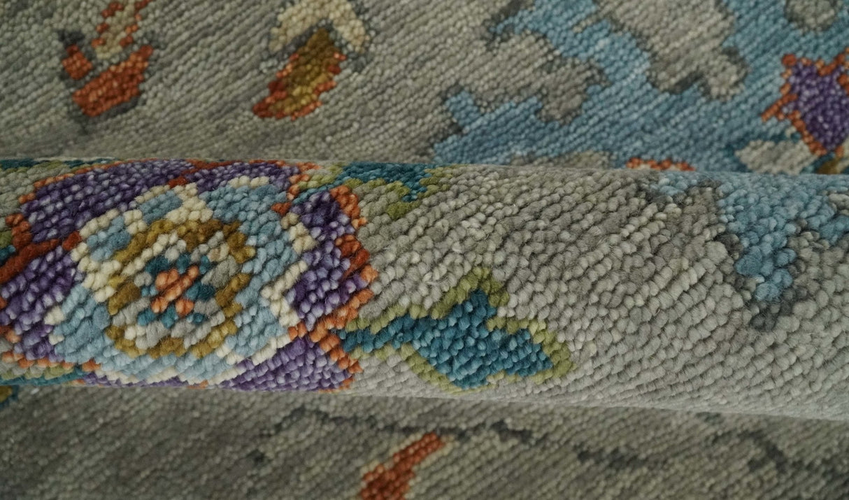 Antique Hand Knotted Gray, Beige and Blue Traditional Oushak Vintage Style Multi Size Wool area Rug