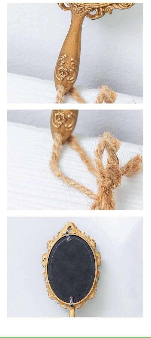 Antique Handheld Mirror with Ornate Gold Frame-Mirror-Parc Decor