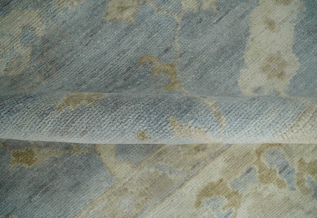 Antique look Charcoal and Beige Hand knotted Traditional Oushak wool Area Rug