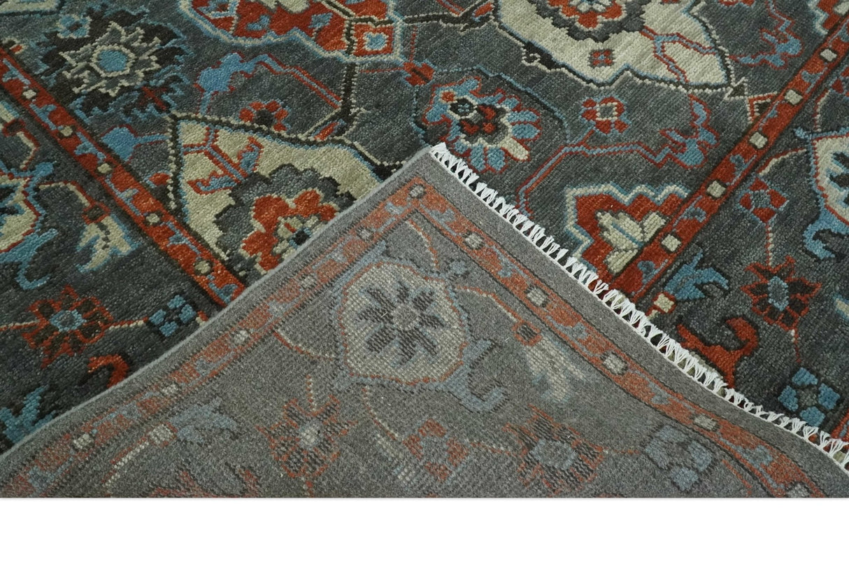 Antique look Gray And Rust Hand knotted Traditional Oushak Multi Size Area Rug