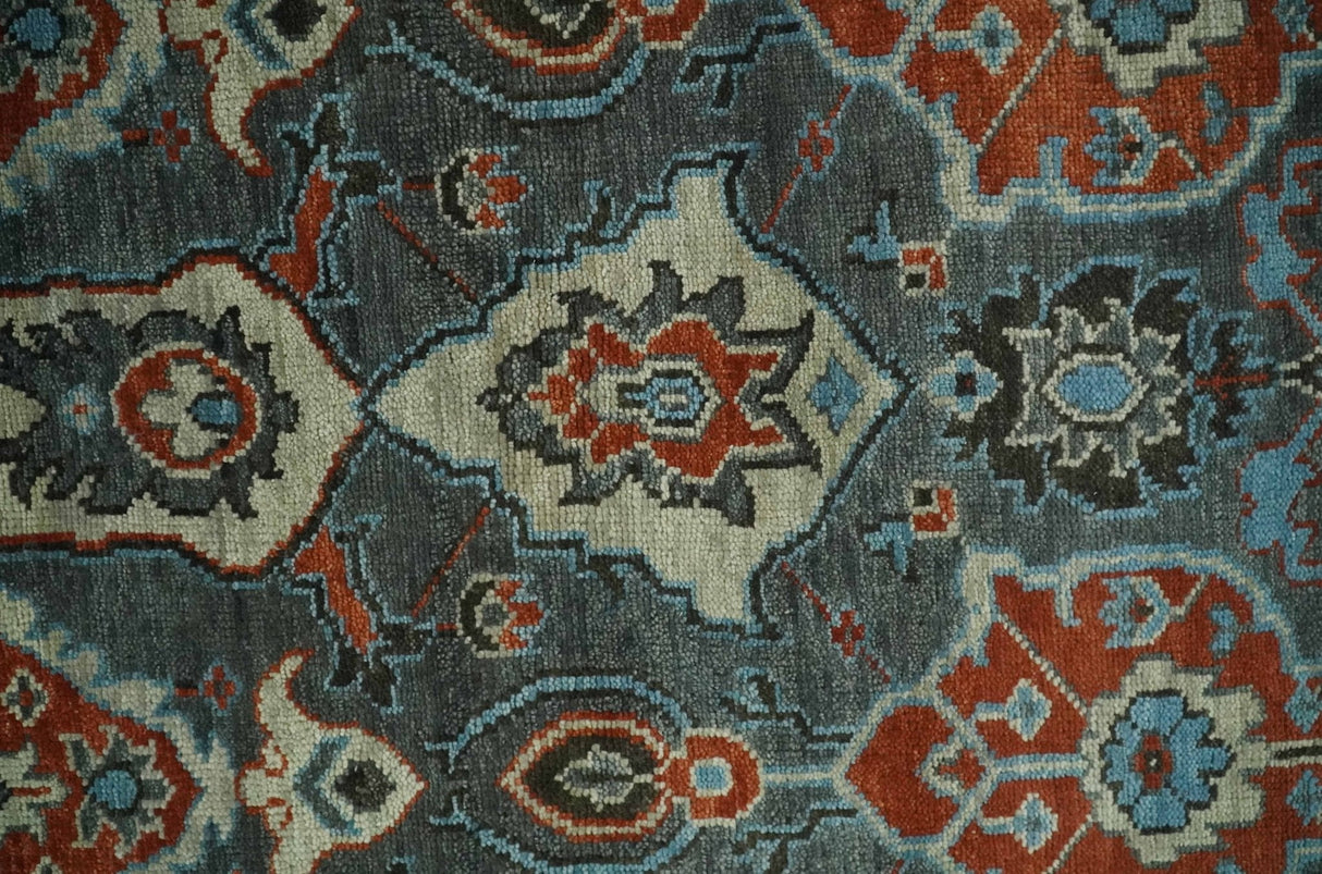 Antique look Gray And Rust Hand knotted Traditional Oushak Multi Size Area Rug