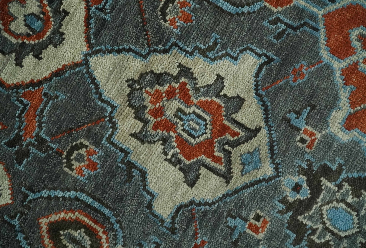 Antique look Gray And Rust Hand knotted Traditional Oushak Multi Size Area Rug