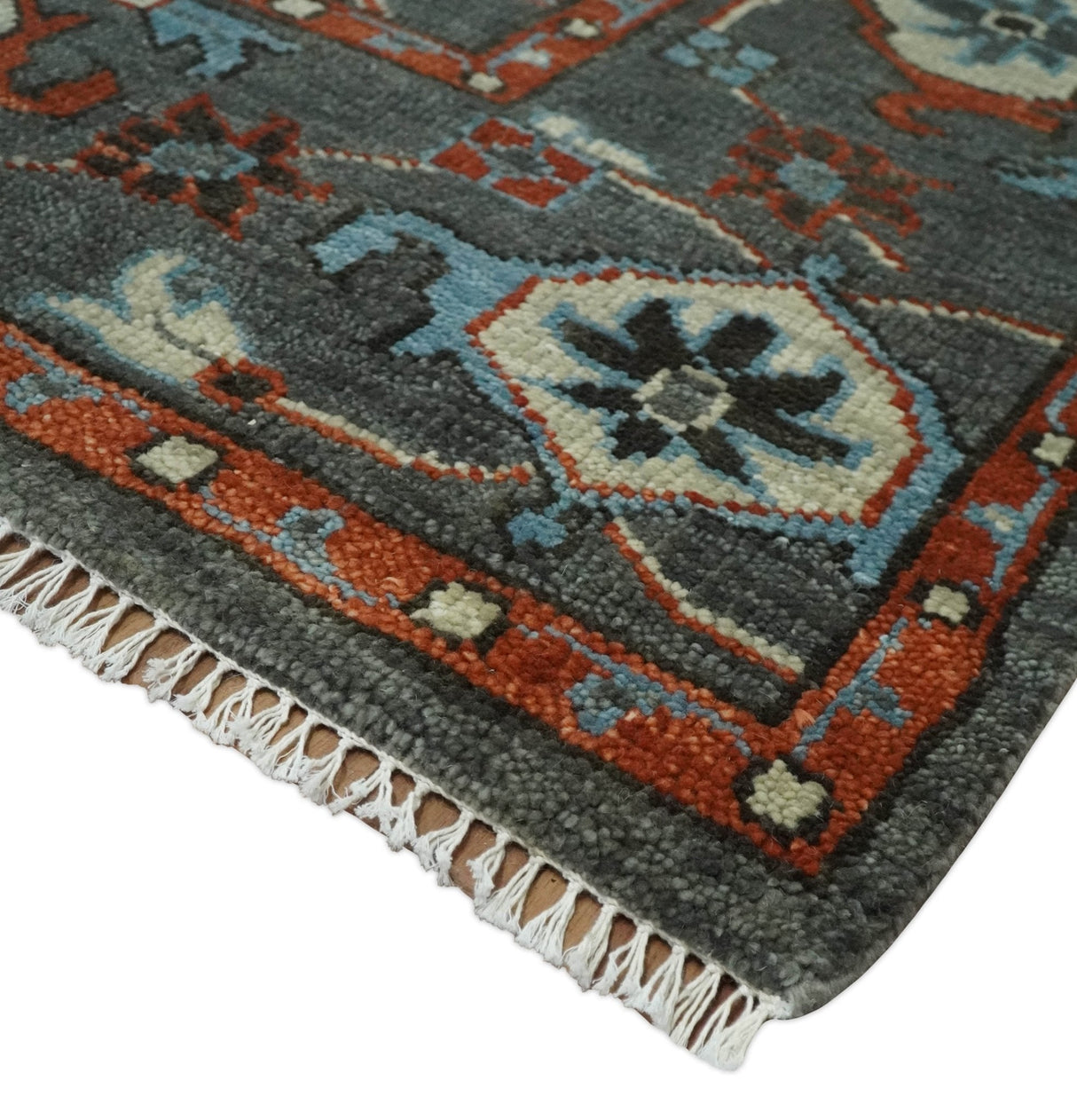 Antique look Gray And Rust Hand knotted Traditional Oushak Multi Size Area Rug