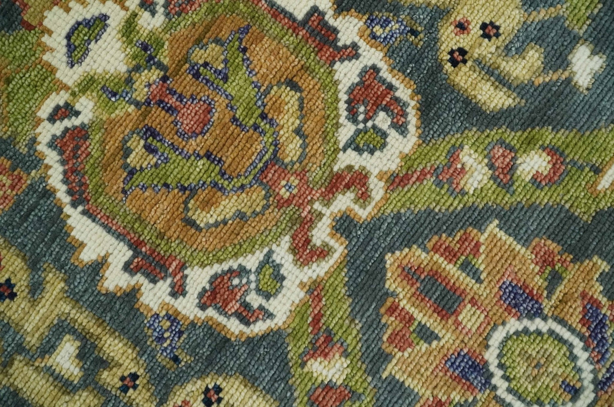 Antique look Hand knotted Green and Gray Traditional Large design wool Area Rug