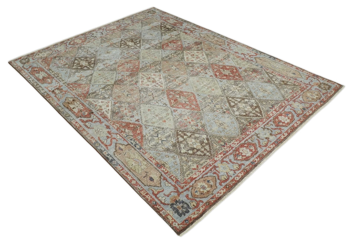 Antique look Multicolor Tribal Hand Knotted Distressed finished Oxidized Wool Area Rug