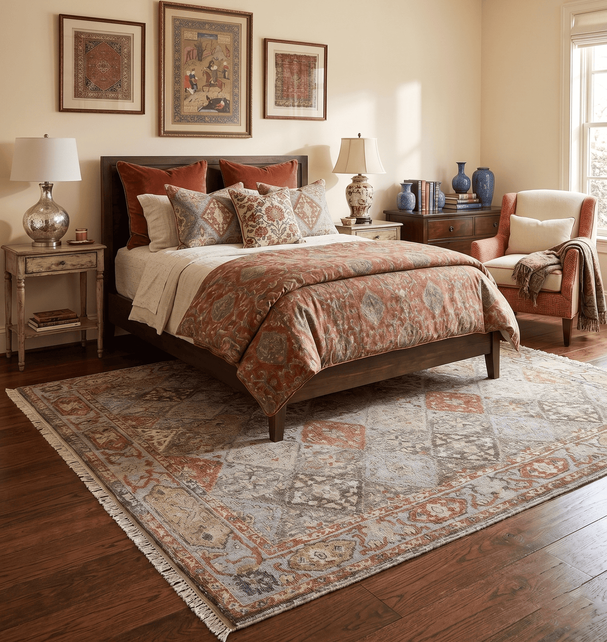 Antique look Multicolor Tribal Hand Knotted Distressed finished Oxidized Wool Area Rug