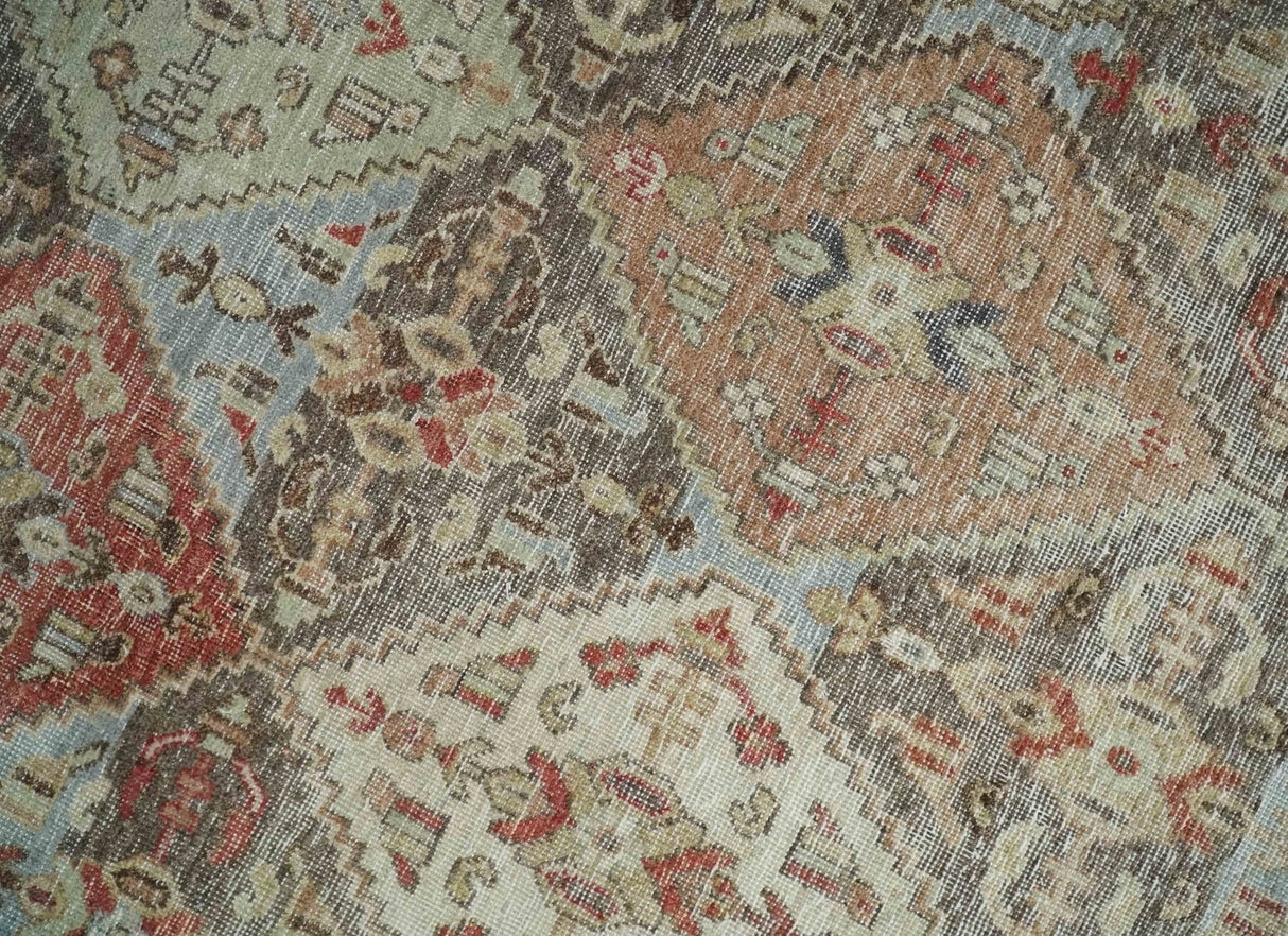 Antique look Multicolor Tribal Hand Knotted Distressed finished Oxidized Wool Area Rug