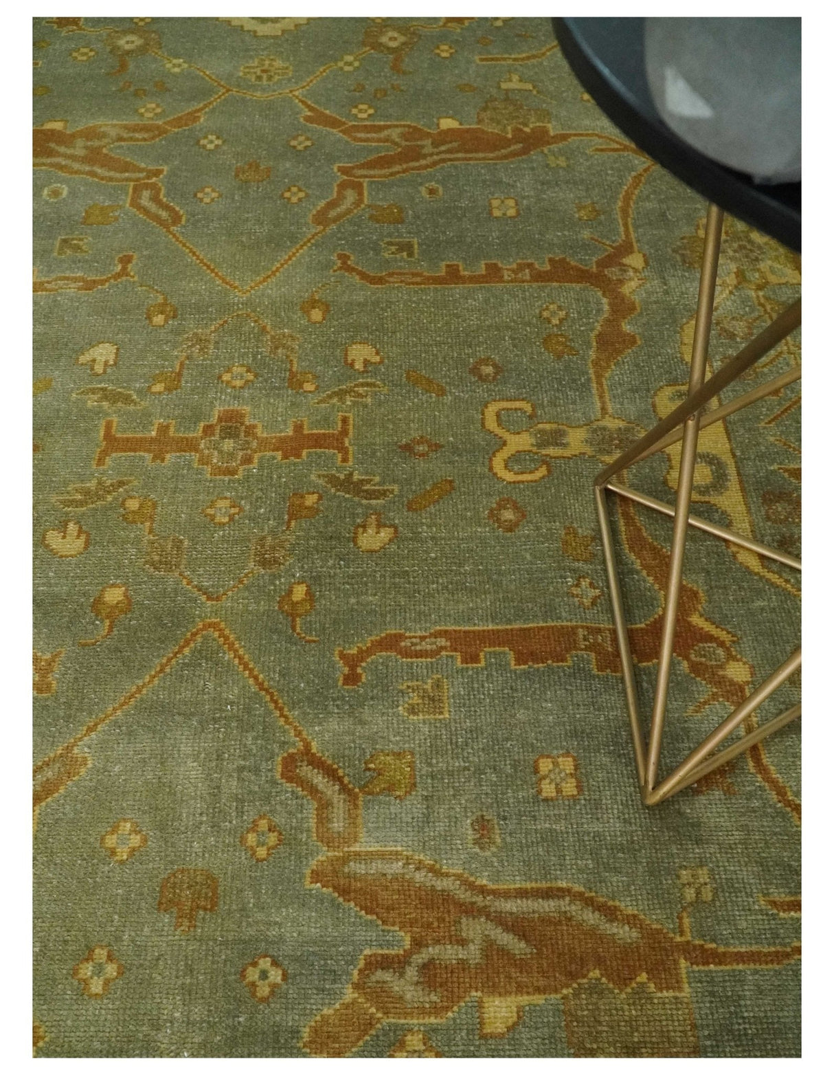 Antique Moss 8x10 Hand Knotted Gray and Brown Traditional Oushak Style Wool Rug