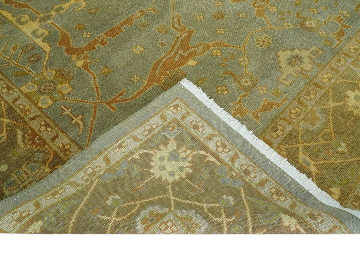 Antique Moss 8x10 Hand Knotted Gray and Brown Traditional Oushak Style Wool Rug