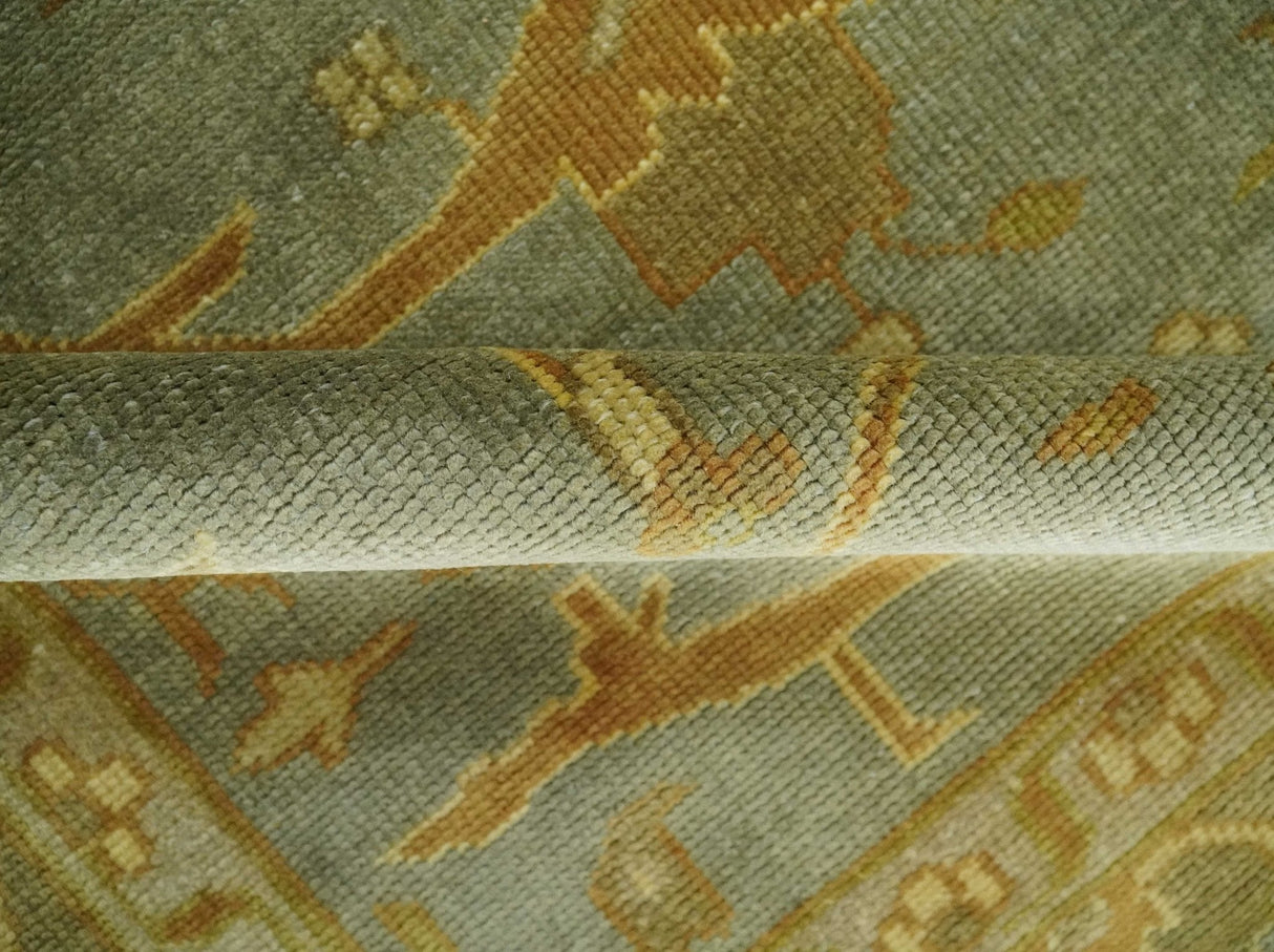 Antique Moss 8x10 Hand Knotted Gray and Brown Traditional Oushak Style Wool Rug