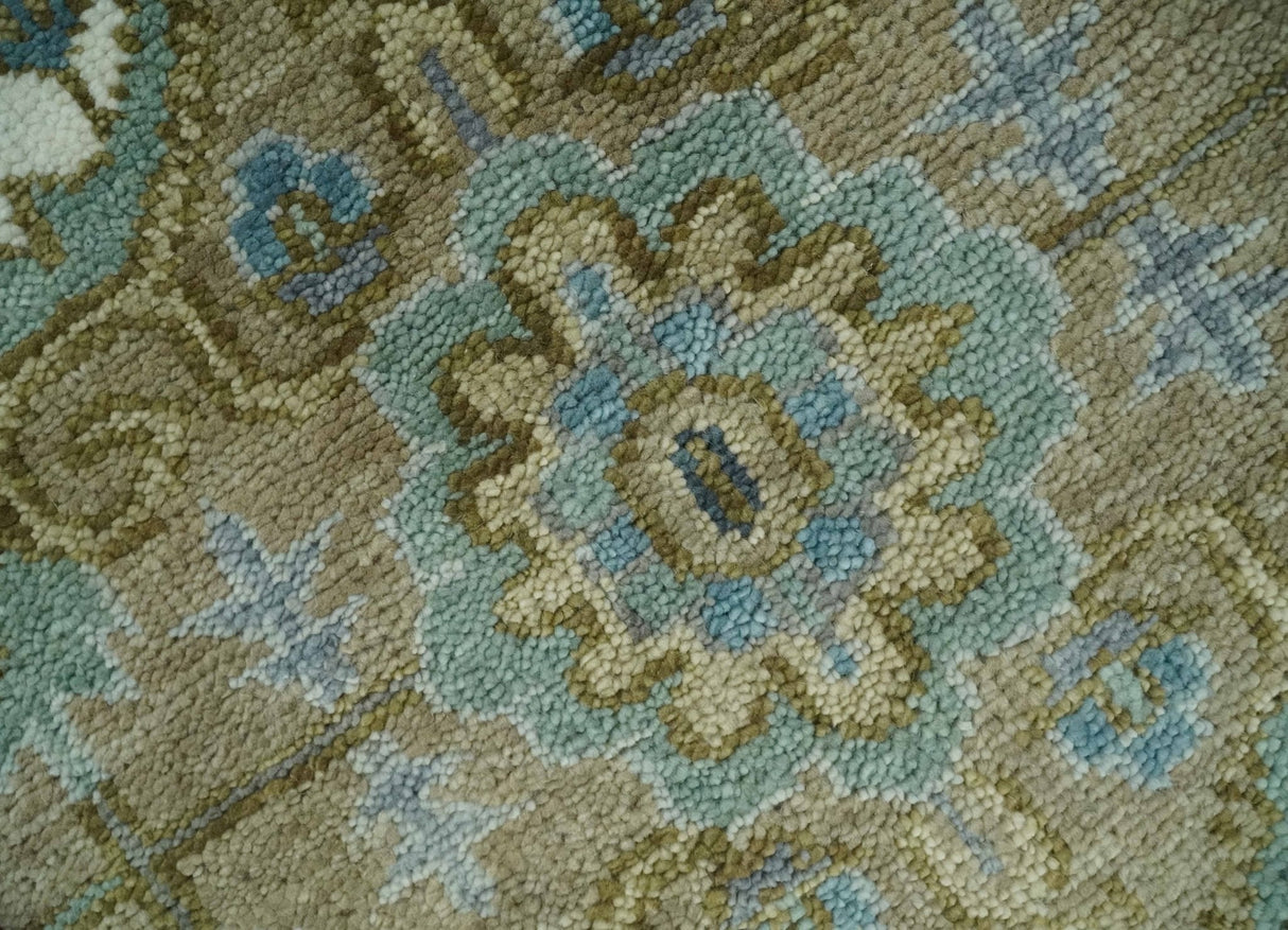 Antique Olive And Blue Traditional Heriz Multi Size Wool Area Rug