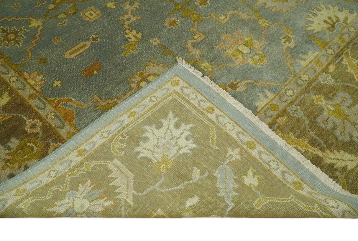 Antique Persian Gray and Moss Brown 8x10 Hand Knotted Traditional Oushak Wool Rug | AC9810