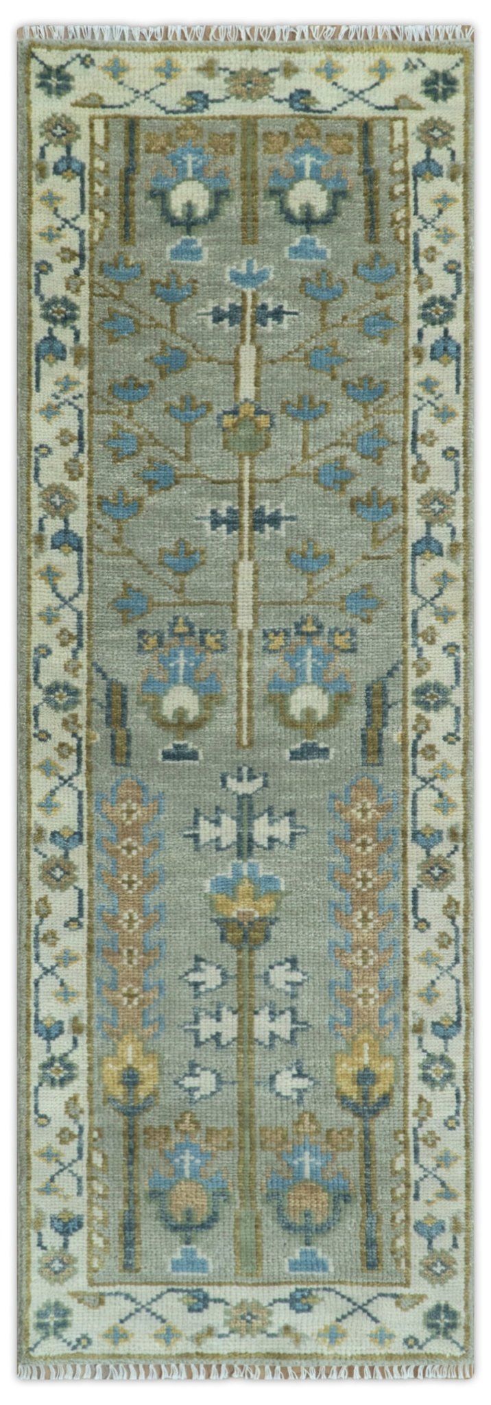 Antique Silver and Gold Hand Knotted Tree of Life Custom made Wool Rug