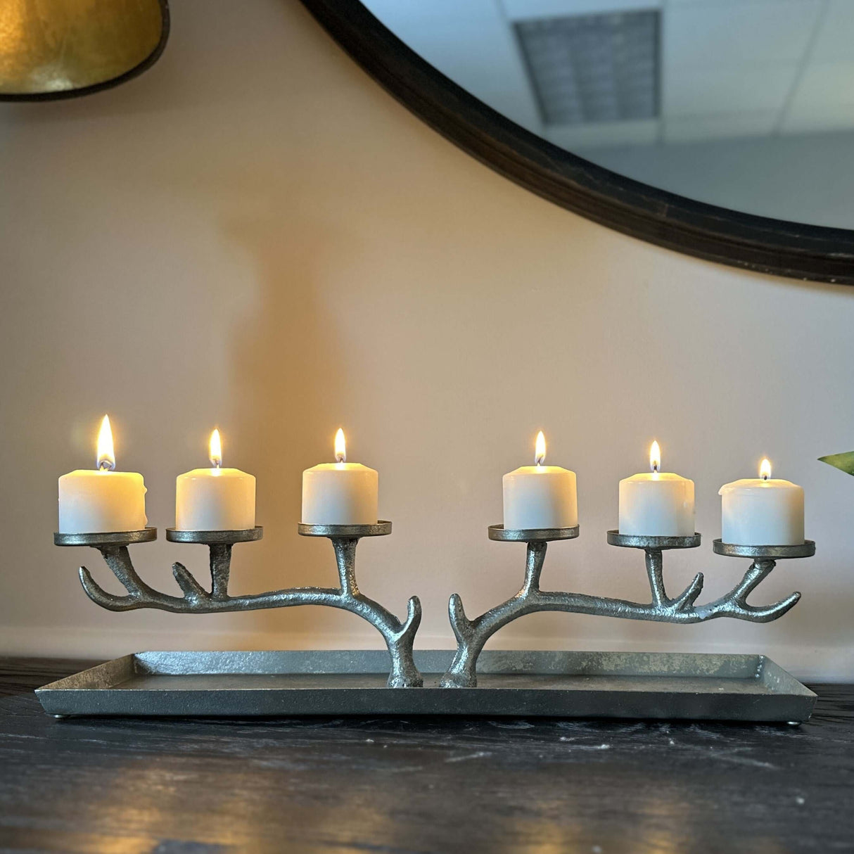 Antique Silver Branch Candle Holder-Candle Holder-Parc Decor