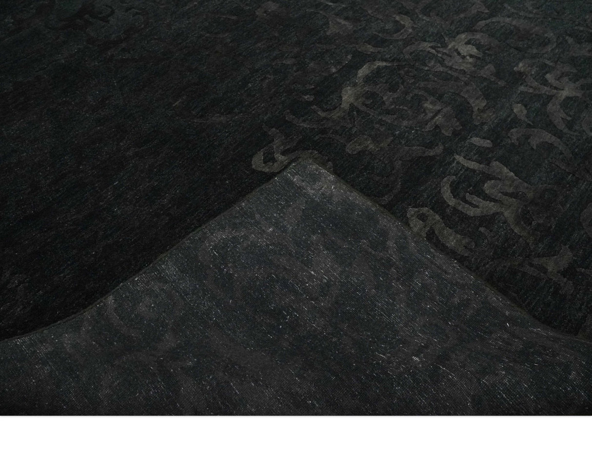 Antique Style Charcoal, Gray and Silver 8x10 Hand knotted wool Area Rug