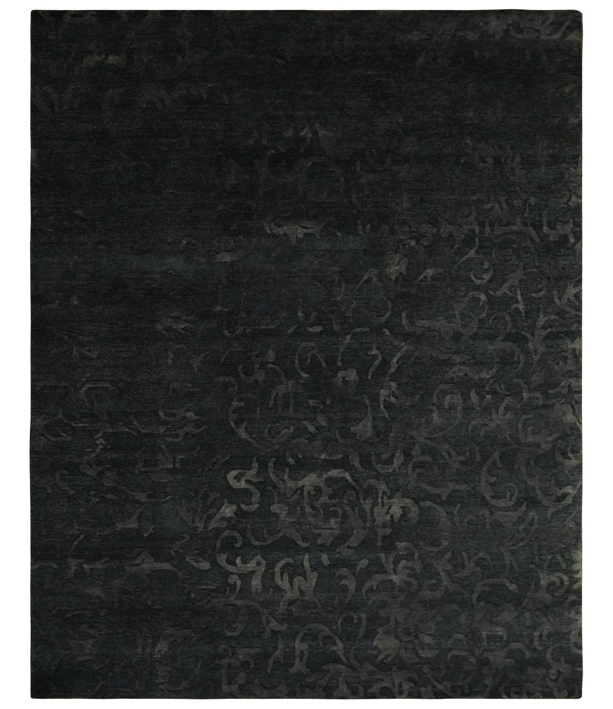 Antique Style Charcoal, Gray and Silver 8x10 Hand knotted wool Area Rug
