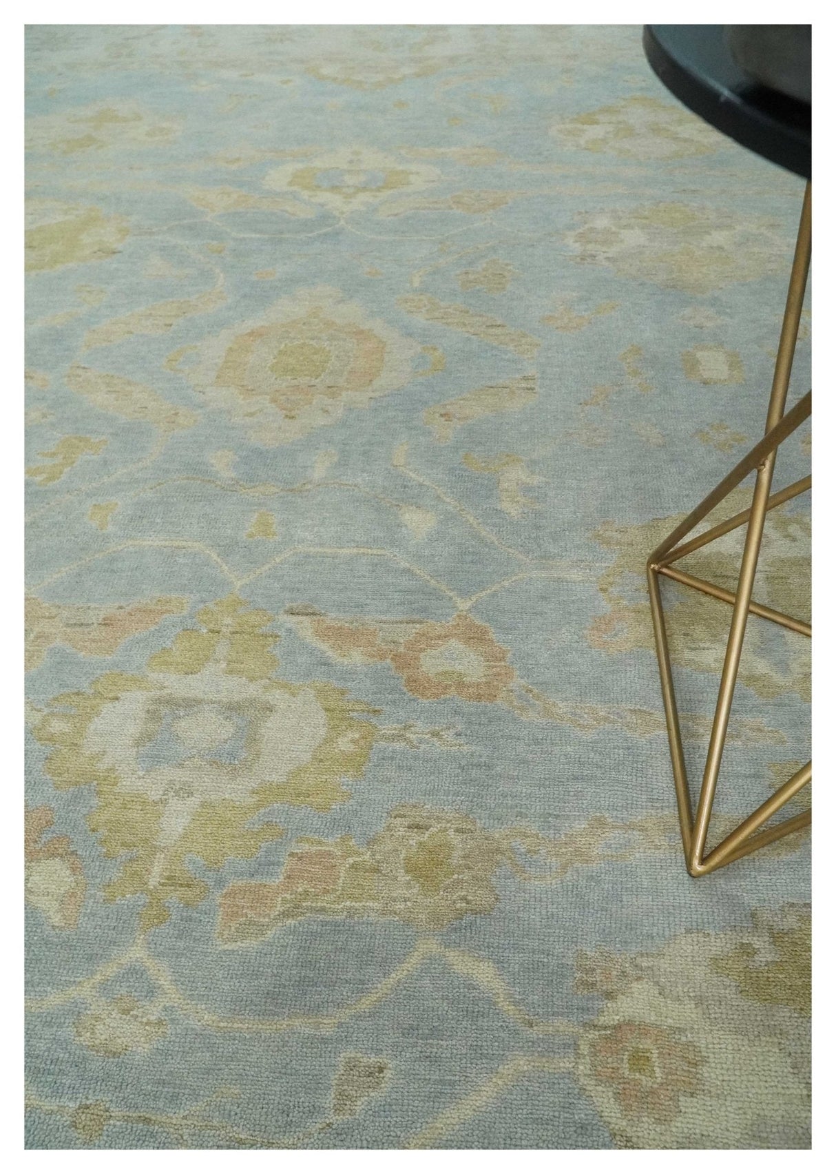 Antique style Gray, Beige and Olive 9x12 Hand knotted Oushak wool Area Rug