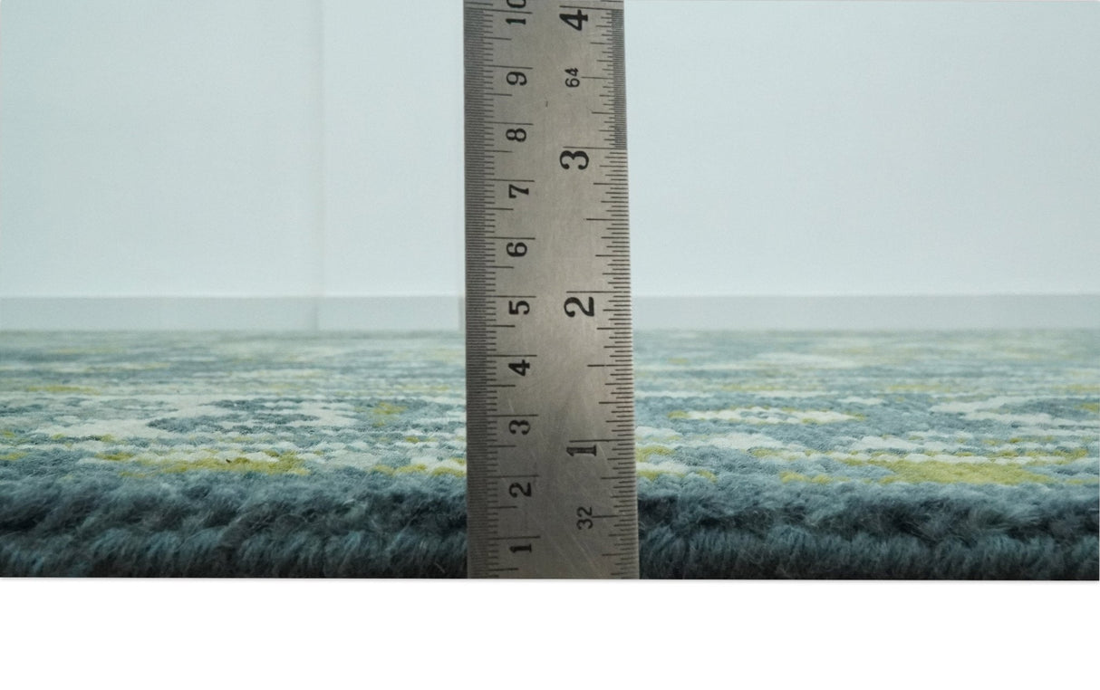 Antique Style Hand Knotted Teal, Gray and Green Traditional multi Size wool rug