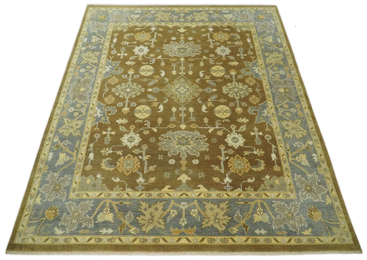 Antique Traditional Persian 8x10 Hand Knotted Brown and Gray Wool Rug