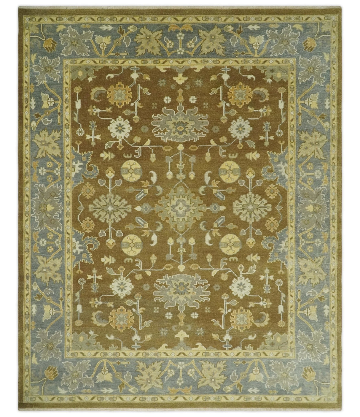 Antique Traditional Persian 8x10 Hand Knotted Brown and Gray Wool Rug
